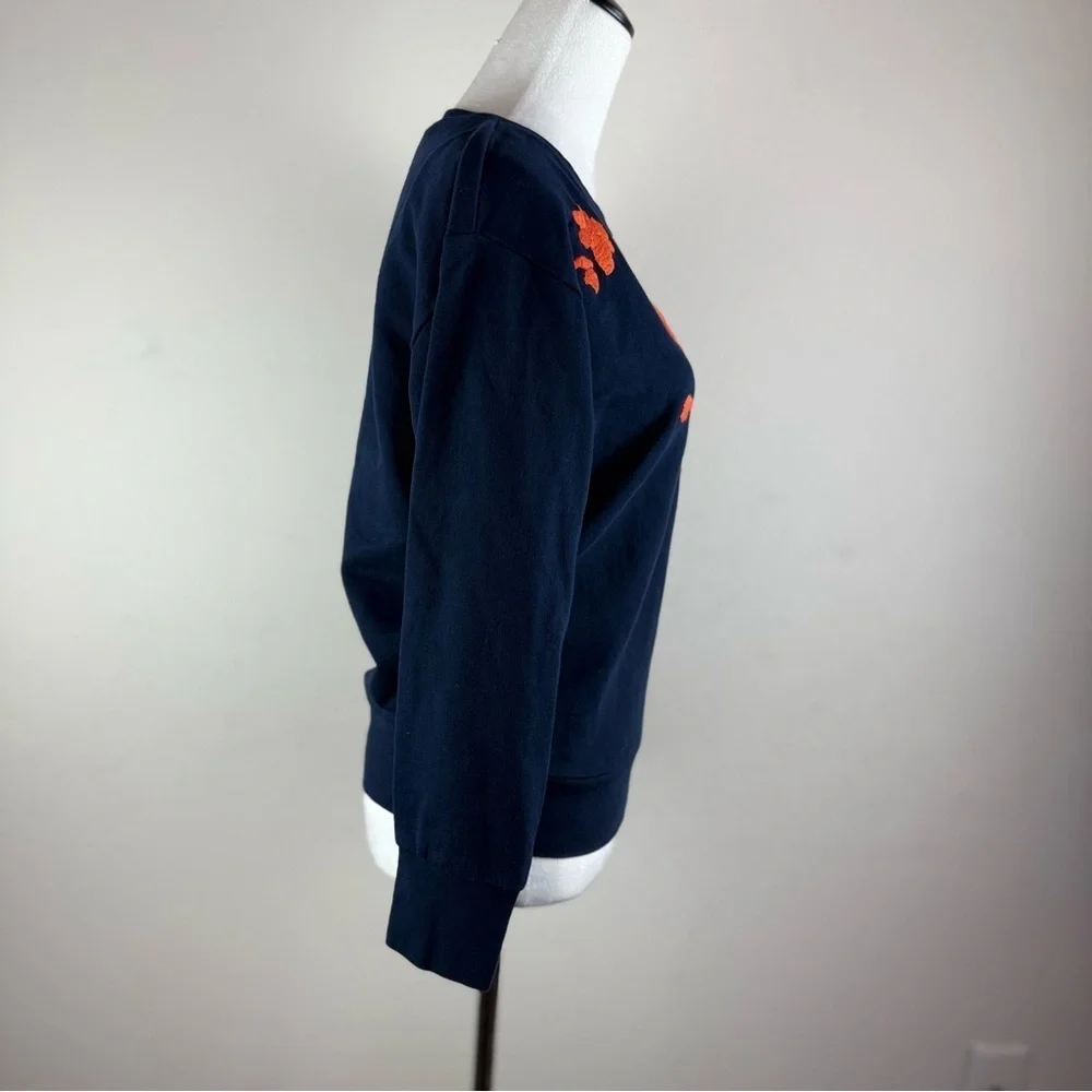 J. Crew Women’s Navy Sweatshirt with Red Floral Appliqué Size‎ S
